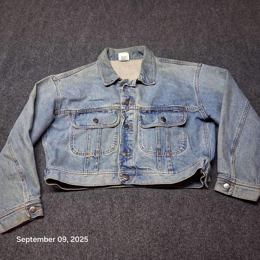 Vintage‎ Nuovo Denim Blue Jean Jacket Womens Size Large Cropped Cute